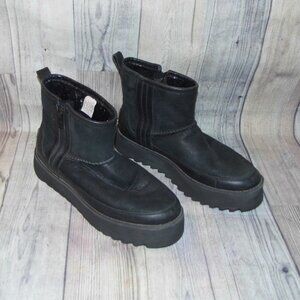 UGG Classic Mini Rebel Biker Black Leather Booties Womens Size 9